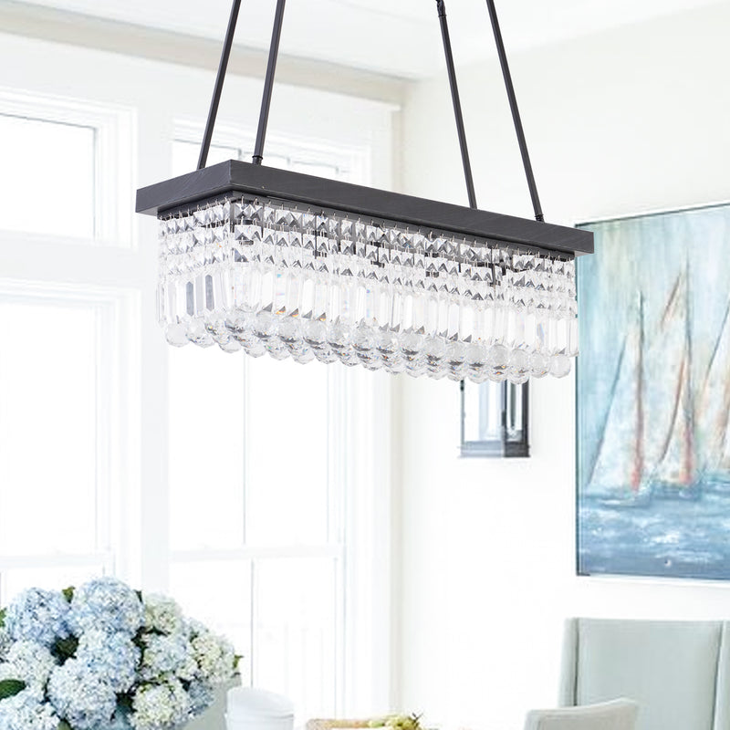Maxax 5 - Light Kitchen Island Tiered Pendant With Crystal Accents 