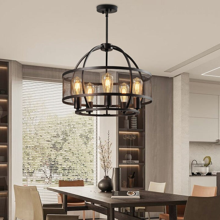 Maxax 5-Light Drum Chandelier With Wrought Iron Accents #MX21024-5BK