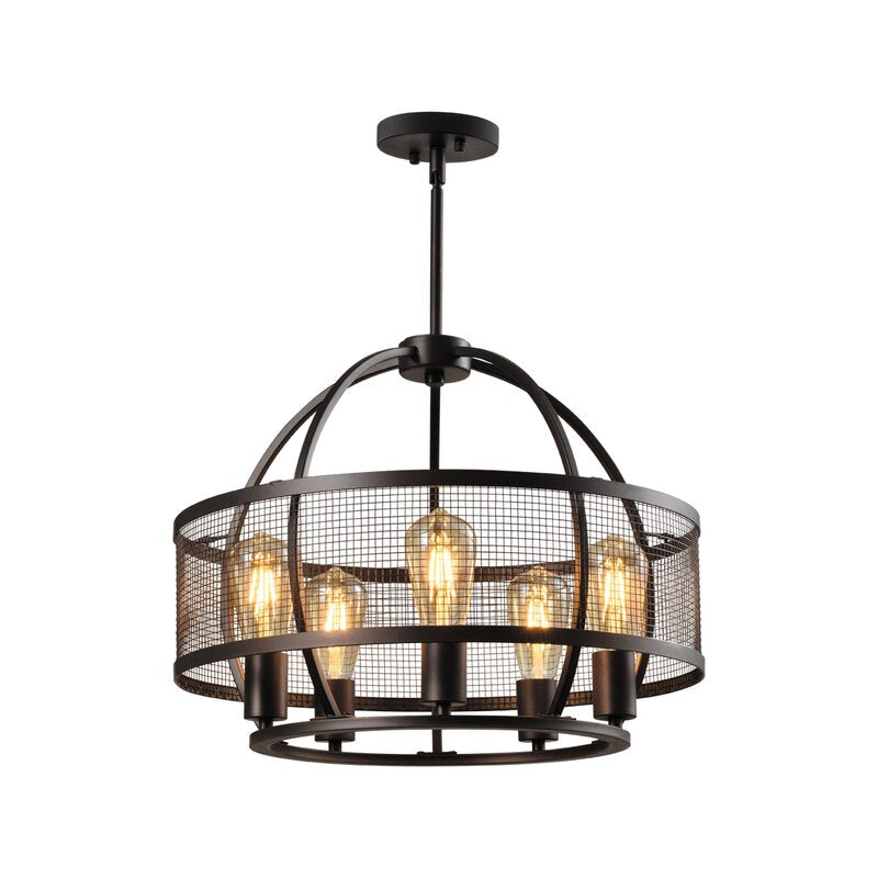 Maxax 5-Light Drum Chandelier With Wrought Iron Accents 