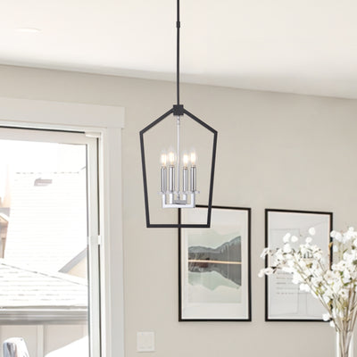 Maxax 4 - Light Lantern Square / Rectangle Pendant With Wrought Iron Accents #19161-4BG