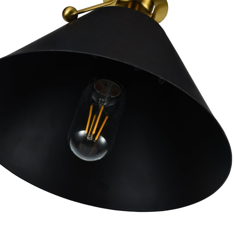 1 - Light Cone Pendant With Wrought Iron Accents
