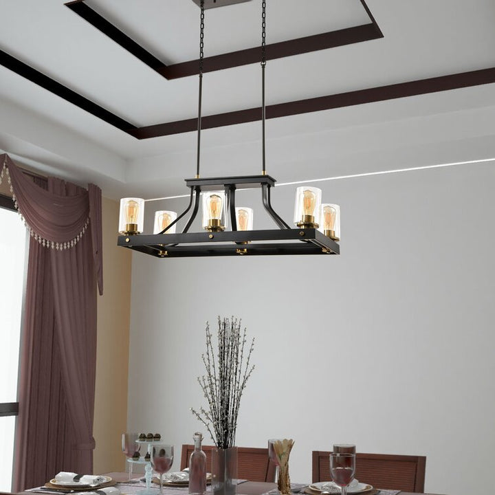 Zaza Designs 6 - Light Kitchen Island Linear With Wrought Iron Accents# MX21027-6GD