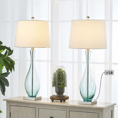 Maxax Table Lamps Set of 2 with USB Glass 31 Inches#T55