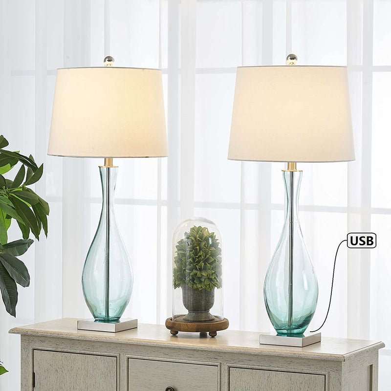 Maxax Table Lamps Set of 2 with USB Glass 31 Inches