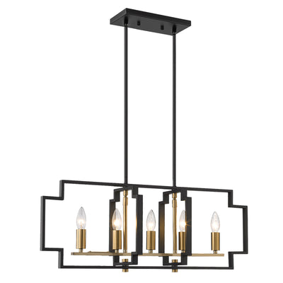 Maxax 5 - Light Kitchen Island Rectangle Chandelier with Wrought Iron Accent #MX1920-P5