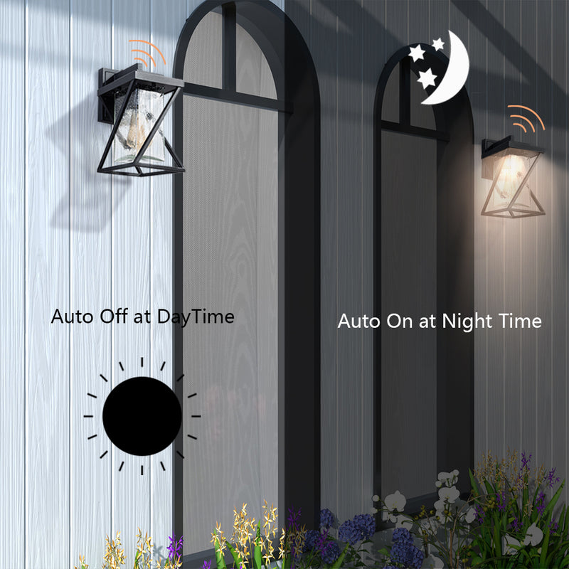 Maxax Black 12.2in H Outdoor Wall Lantern with Dusk to Dawn (Set of 2) 