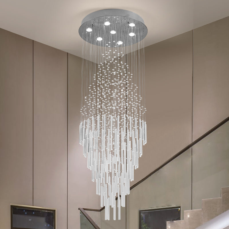 Maxax Luxury Modern Prizm Raindrop Crystal Chandelier 