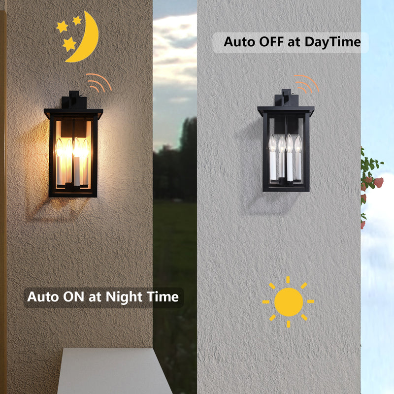 Maxax 16.7 Inch H Outdoor Wall Lantern with Dusk to Dawn 
