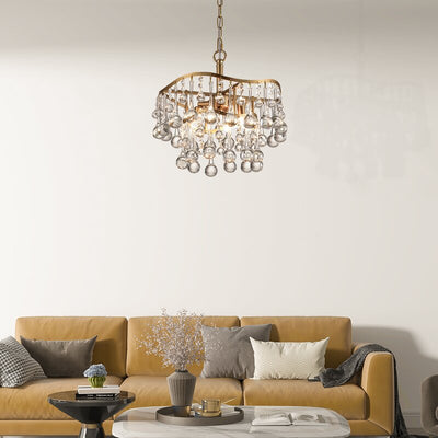 Maxax 4 - Light Unique Tiered Chandelier with Crystal Accents #MX19111-4GD-P
