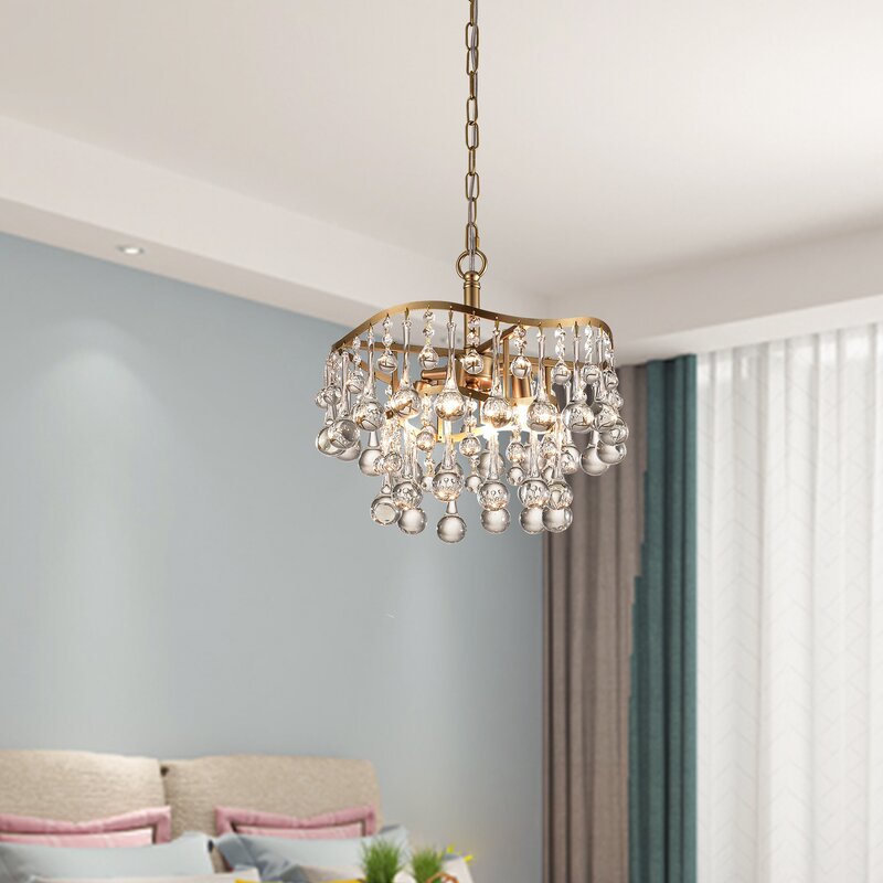 Maxax 4 - Light Unique Tiered Chandelier with Crystal Accents 