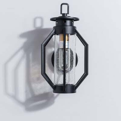 Maxax 2 PACK Black Seeded Glass Outdoor Wall Lantern with Dusk to Dawn #2464/2W