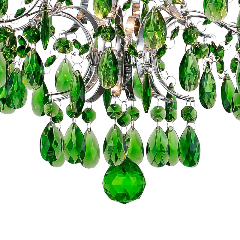 Maxax 4-Light Unique / Statement&Candle Style Chandelier With Green Crystal Accents 
