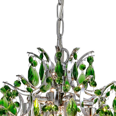 Maxax 4-Light Unique / Statement&Candle Style Chandelier With Green Crystal Accents #MX19119-4GR-P