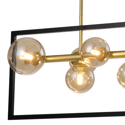 Maxax 7 - Light Kitchen Island Rectangle Chandelier with Hand Blown Glass Accent #MX2028-P7
