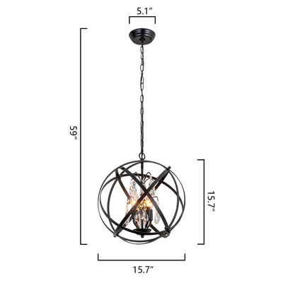 Maxax 4 - Light Unique/Statement Globe Chandelier With Crystal #MX19026-4BK-P
