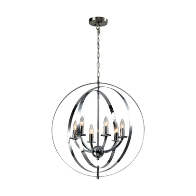 Maxax 6 - Light Candle Style Globe Chandelier with Wrought Iron Accents #MX21004-6CH