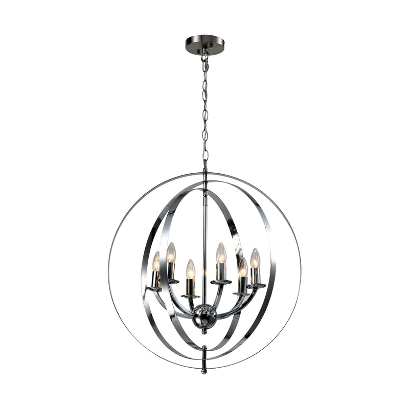 Maxax 6 - Light Candle Style Globe Chandelier with Wrought Iron Accents 