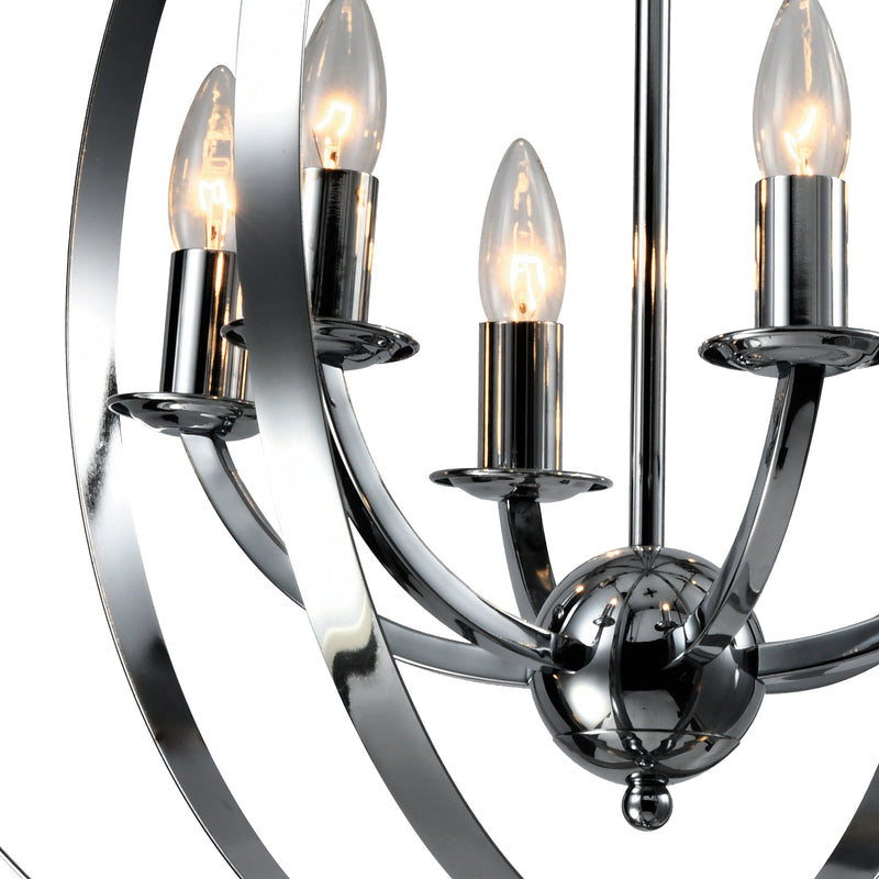 Maxax 6 - Light Candle Style Globe Chandelier with Wrought Iron Accents 