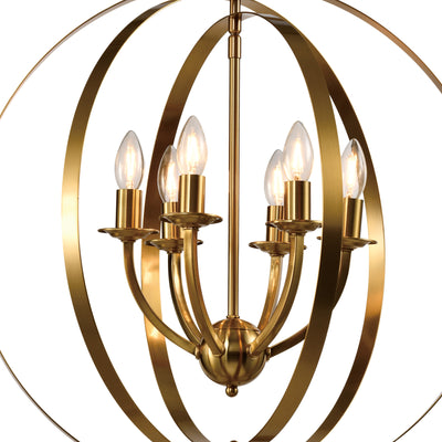 Maxax 6 - Light Candle Style Gold Globe Chandelier with Wrought Iron Accents #MX21004-6GD