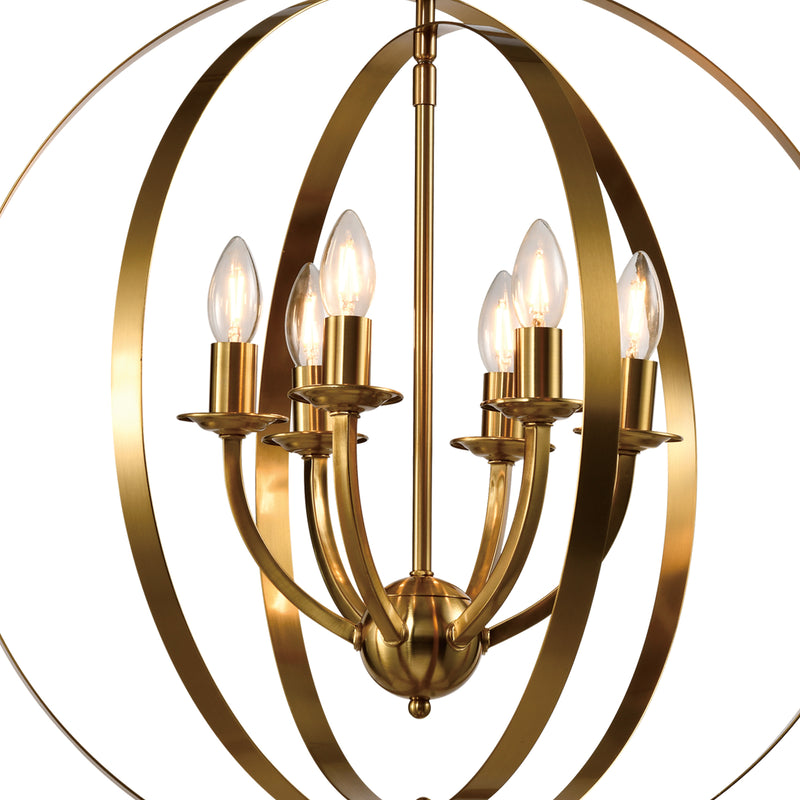 Maxax 6 - Light Candle Style Gold Globe Chandelier with Wrought Iron Accents 