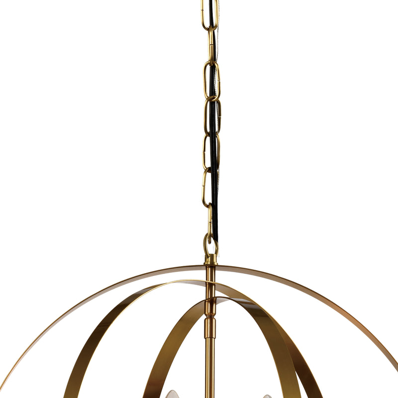 Maxax 6 - Light Candle Style Gold Globe Chandelier with Wrought Iron Accents 