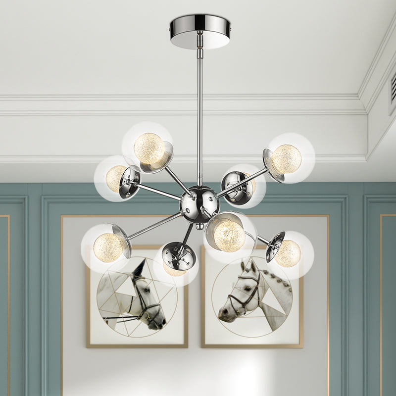 Maxax 8 - Light Sputnik Sphere Chandelier With Wrought Iron Accents 