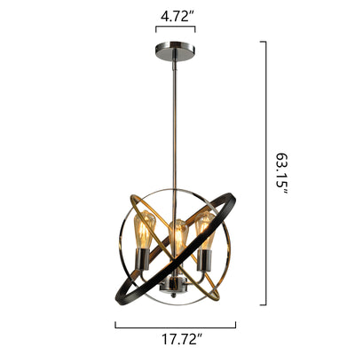 Maxax 3 - Light Lantern&Candle Style Globe&Geometric With Wrought Iron Accents #MX21032-3BG