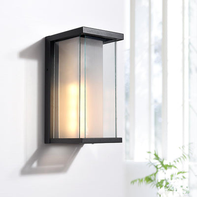 Maxax Wall Sconce Dusk to Dawn Photocell, Outdoor Wall Lantern with Clear Glass Shade,Black Finish, for Porch, Patio, Yard, Garage,(Set of 2) 2264/2W
