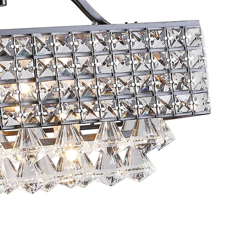 Maxax 5 - Light Kitchen Island Square Chandelier With Crystal #MX19113-5BK-P
