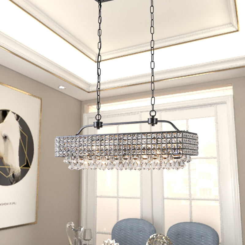 Maxax 5 - Light Kitchen Island Square Chandelier With Crystal 