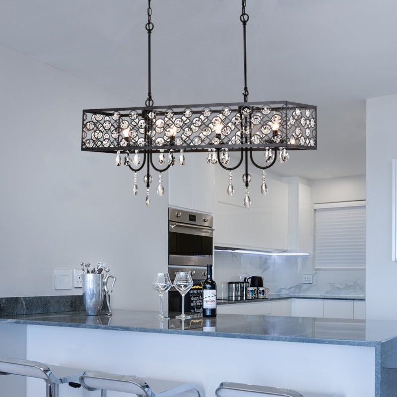 Maxax 4 - Light Unique Rectangle Crystal Chandelier 