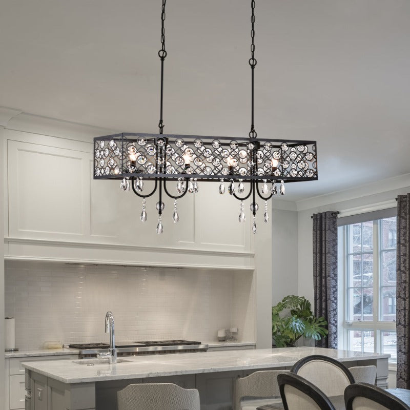 Maxax 4 - Light Unique Rectangle Crystal Chandelier 