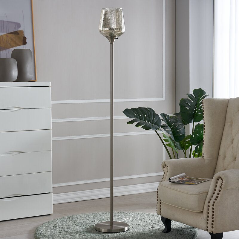 Maxax 70in BlackTorchiere Floor Lamp with Gold Accent 