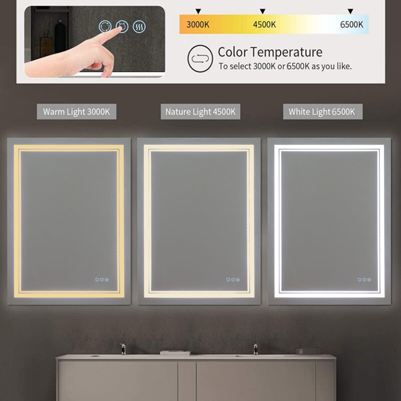 Maxax Schaghticoke Frameless Lighted Bathroom Mirror 