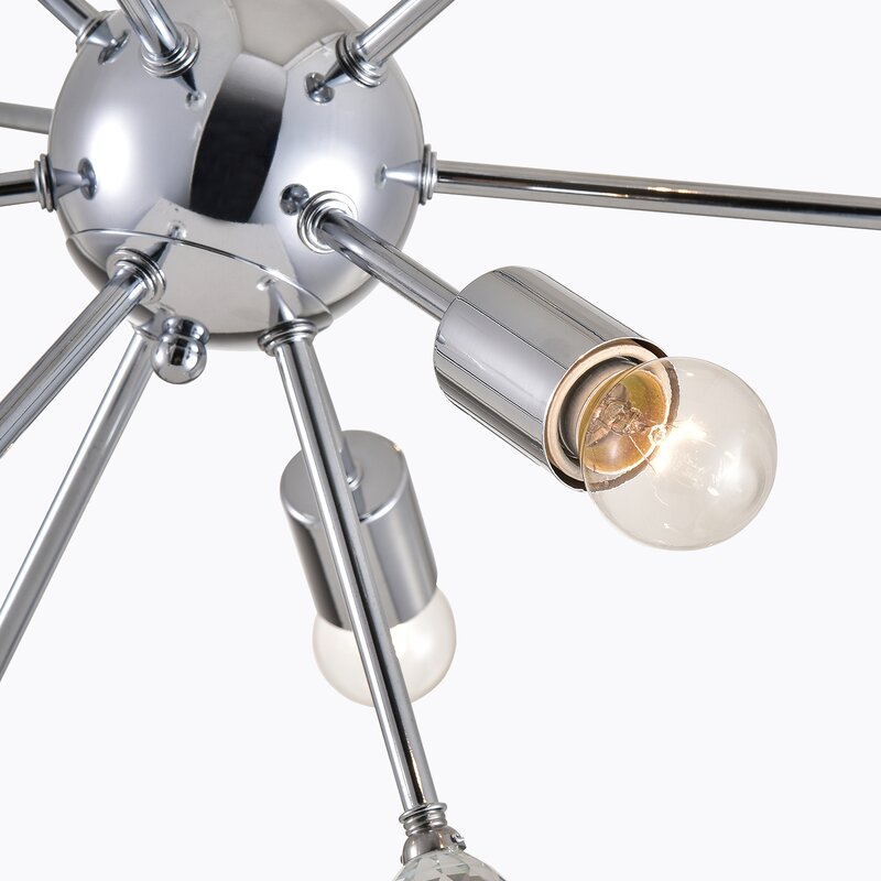 Maxax 6 - Light Chrome Sputnik Sphere Chandelier with Crystal balls 