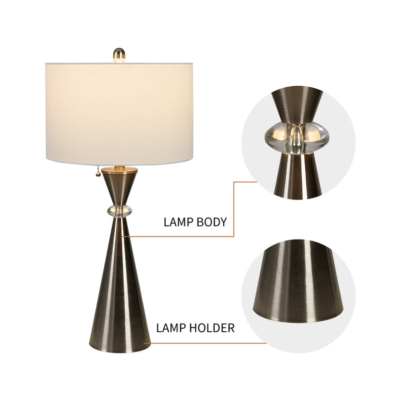 Maxax 28.25in Nickel Table Lamp Set with USB (Set of 2) 