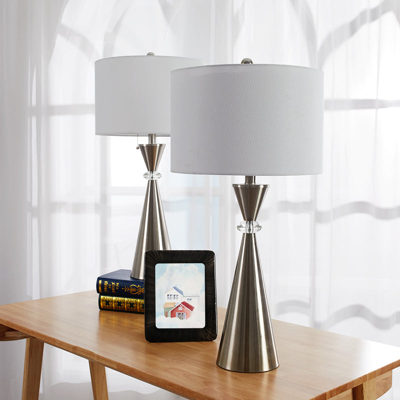 Maxax 28.25in Nickel Table Lamp Set with USB (Set of 2) 
