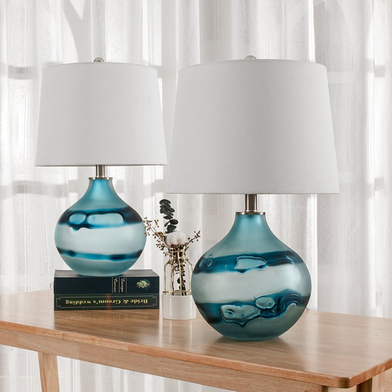 Ocean wave blue table lamp for lake house