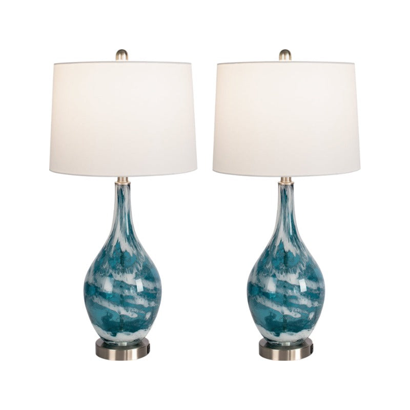 Maxax 28in Blue Table Lamp Set with USB 