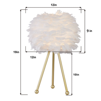 Maxax 19in Gold Tripod Pink Feather Lamp Set (Set of 2) #T21
