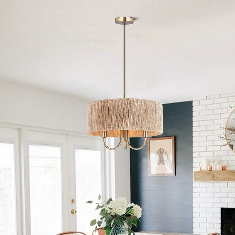 Maxax 3 - Light Single Drum Chandelier with Fabric Accents 