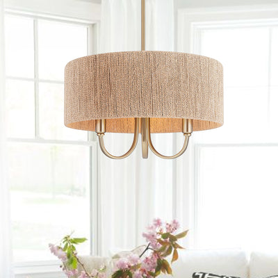 Maxax 3 - Light Single Drum Chandelier with Fabric Accents #9003-3WD