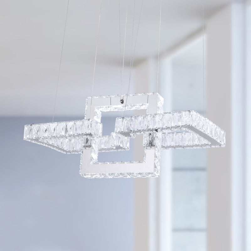 Maxax 3 - Light Unique / Statement Crystal Rectangle LED Chandelier 