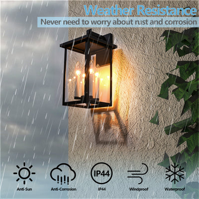 Maxax 16.7 Inch H Outdoor Wall Lantern with Dusk to Dawn #2530-4WL
