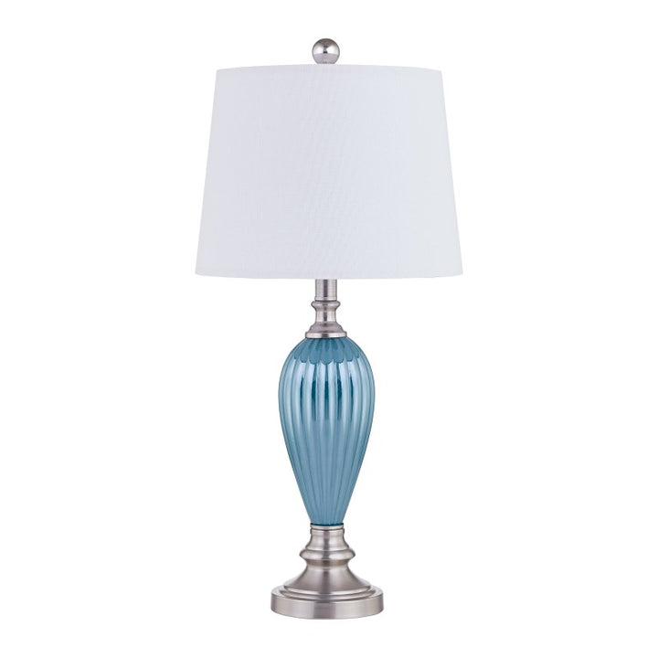 25in Glass Blue Table Lamp Set of 2