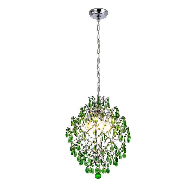 Maxax 4-Light Unique / Statement&Candle Style Chandelier With Green Crystal Accents 