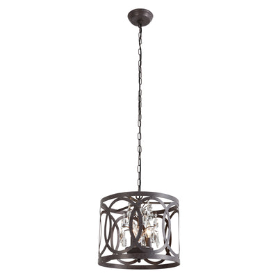 Maxax 3 - Light Lantern Drum Pendant With Crystal Accents #19146-3RS