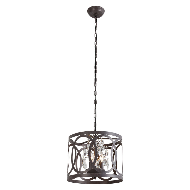 Maxax 3 - Light Lantern Drum Pendant With Crystal Accents 