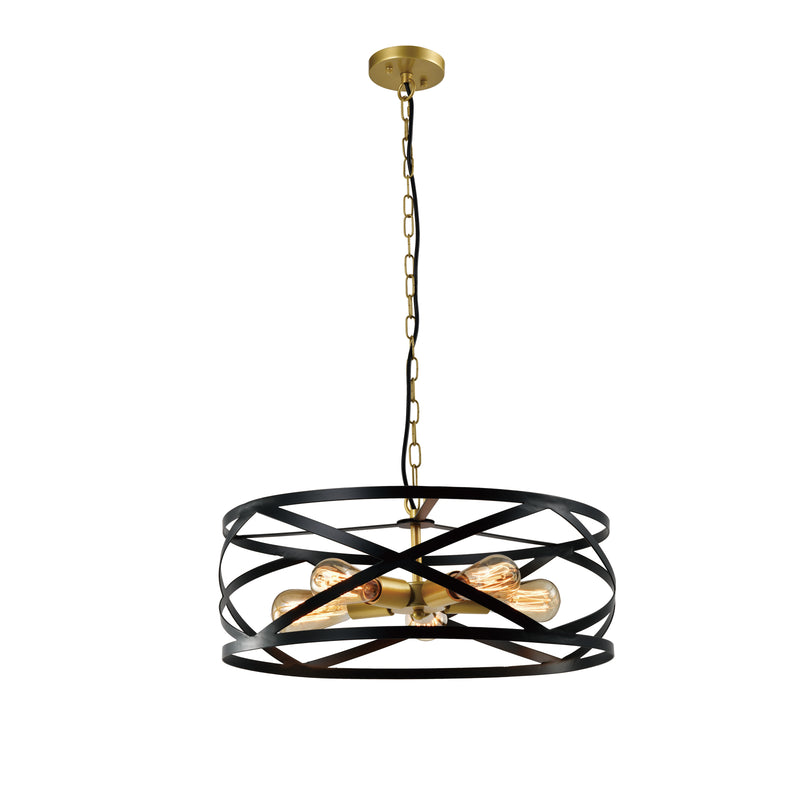 Maxax 5 - Light Lantern Geometric Chandelier with Wrought Iron Accents