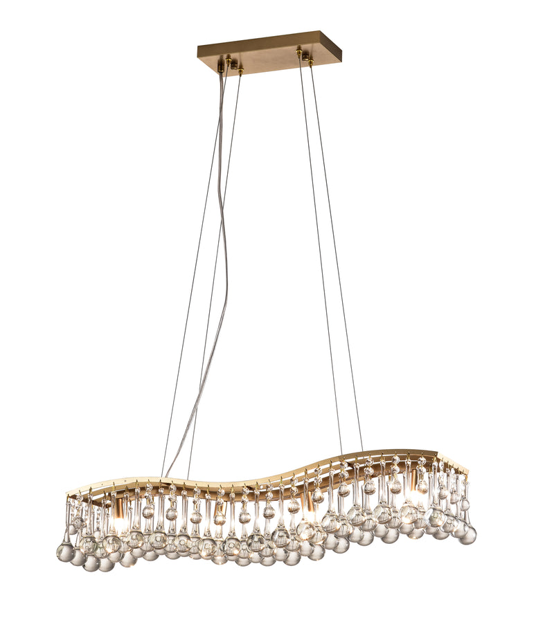 Maxax 4 - Light Kitchen Island Square Chandelier With Crystal, Gold finish 